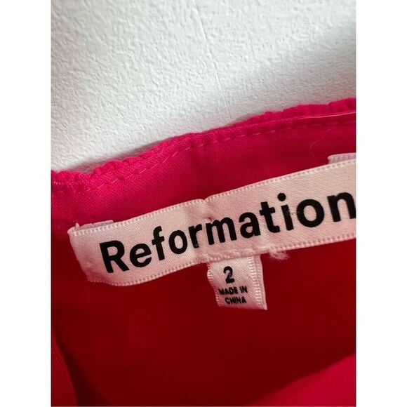 The Reformation Women's Farley Corvette Babydoll Empire Mini Dress Pink Size 2 - Picture 4 of 9